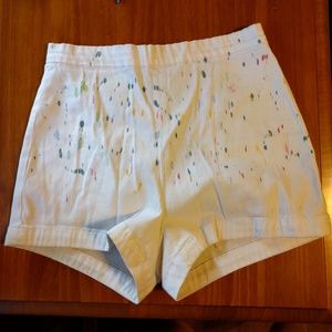 White paint splash high waist shorts COOPERATIVE